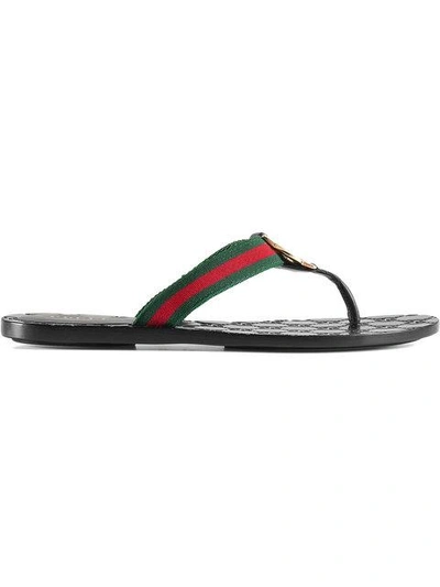 Shop Gucci Gg Logo Monogram Flip Flop In Black