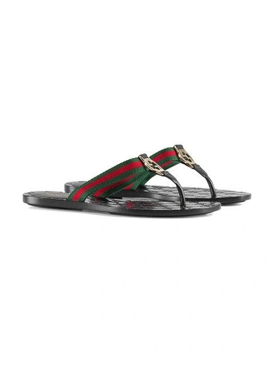 Shop Gucci Gg Logo Monogram Flip Flop In Black