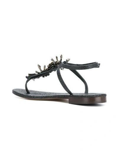 Shop Emanuela Caruso Embellished Sandals - Black