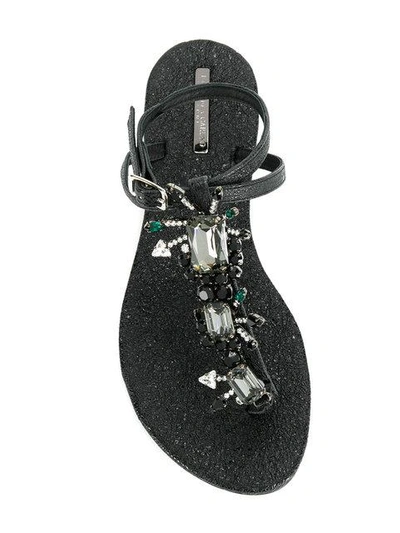 Shop Emanuela Caruso Embellished Sandals - Black