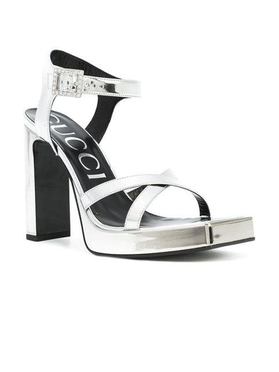 Shop Gucci Costanze High Heeled Sandals - Metallic