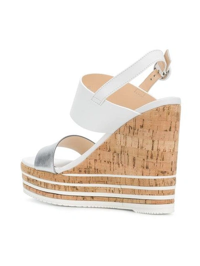 Shop Hogan Wedged Sandals In White