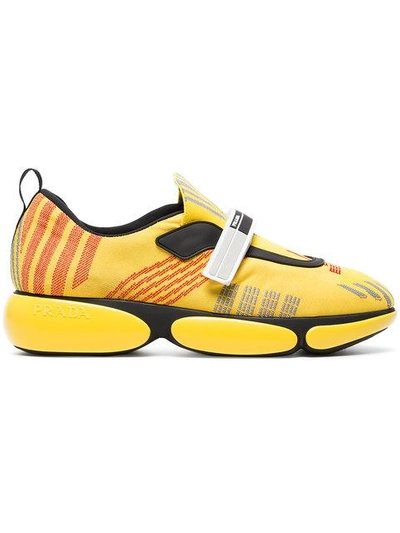 Shop Prada Yellow Cloudbust Nylon Sneakers