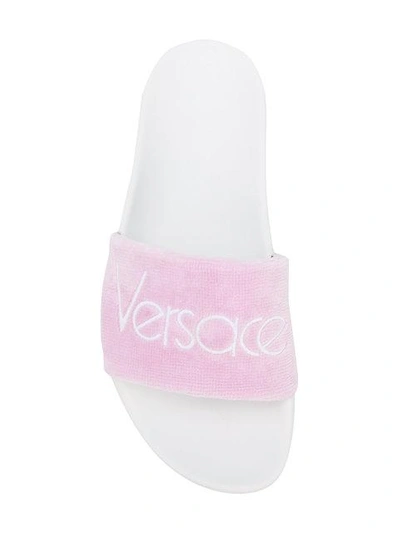 Shop Versace Logo Slides - Pink