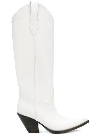 Shop Maison Margiela Knee-length Western Boots - White