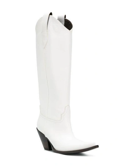 Shop Maison Margiela Knee-length Western Boots - White