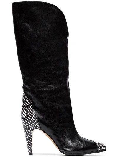 Shop Givenchy Black 95 Spotted Leather Knee High Boots