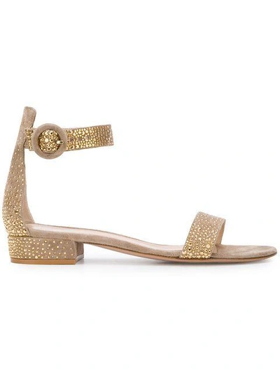 Shop Gianvito Rossi Studded Sandals - Neutrals