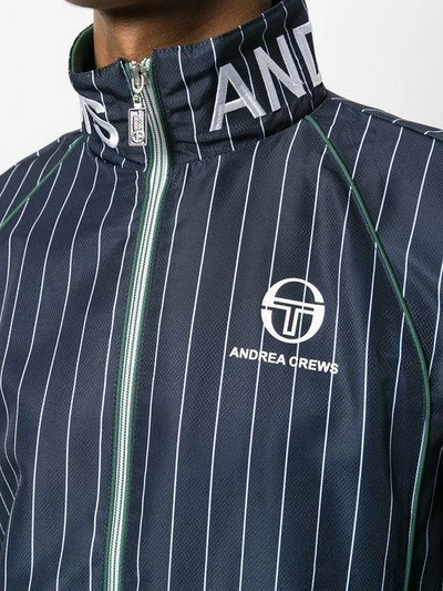Shop Andrea Crews Casual Striped Jacket - Blue