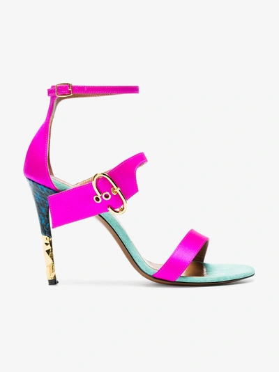 Shop Darmaki Pink Bianca 100 Leather Sandals In Pink&purple