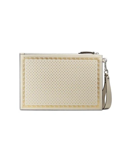 Shop Gucci Guccy Leather Pouch - Neutrals