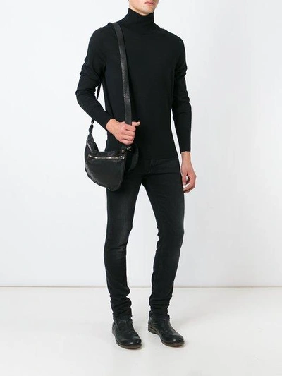 Shop Guidi Zipped Shoulder Bag In Black