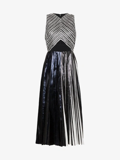 Shop Proenza Schouler Pleated Criss Cross Foil Dress In Black