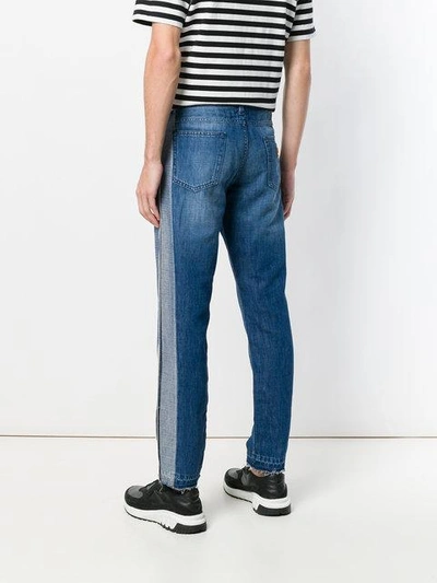Shop Dolce & Gabbana Contrast Side Panel Straight Jeans In Blue