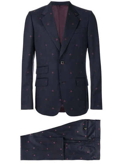 Shop Gucci Heritage Bees Two Piece Suit In Blue