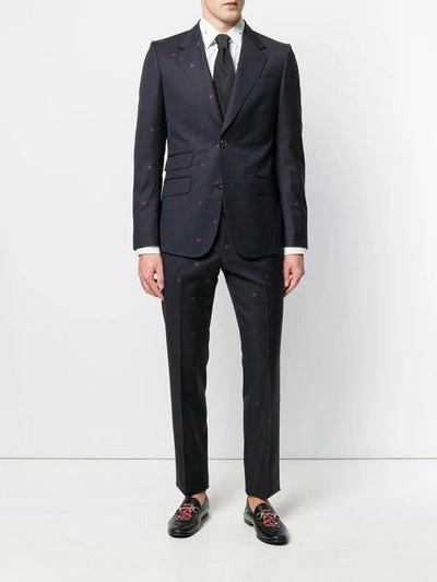 Shop Gucci Heritage Bees Two Piece Suit In Blue