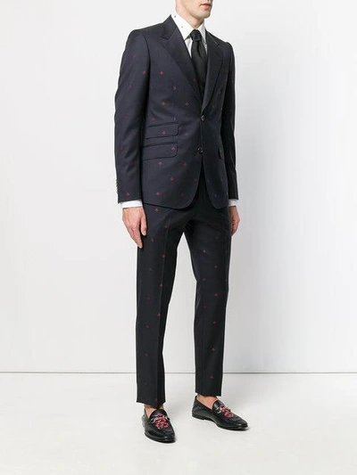 Shop Gucci Heritage Bees Two Piece Suit In Blue