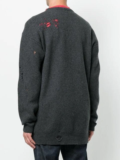 Shop Diesel Distressed Long Rib Knit Sweater