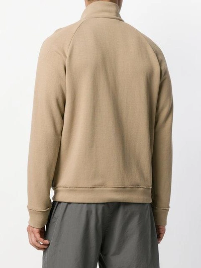 Shop Federico Curradi Zip Front High Neck Sweatshirt - Brown
