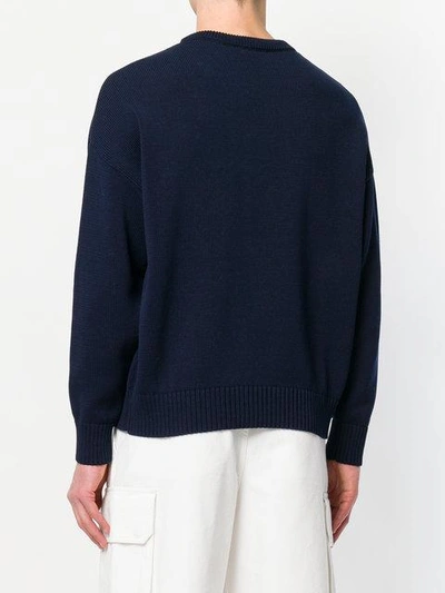 Shop Ami Alexandre Mattiussi Oversized Ami De Coeur Crewneck Sweater - Blue
