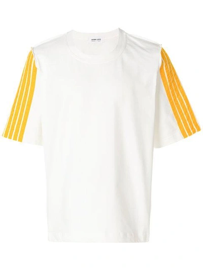 Shop Dima Leu Stripe Sleeve T-shirt - White
