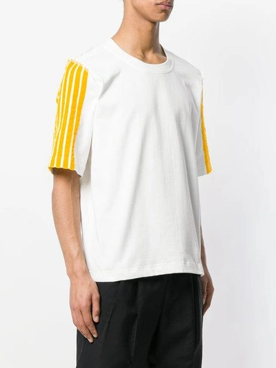 Shop Dima Leu Stripe Sleeve T-shirt - White