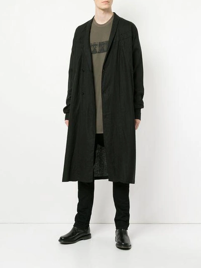 Shop Julius Single-breasted Long Coat In Black