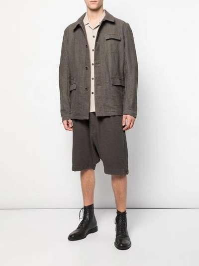 Shop Individual Sentiments Military Style Woven Jacket In Grey