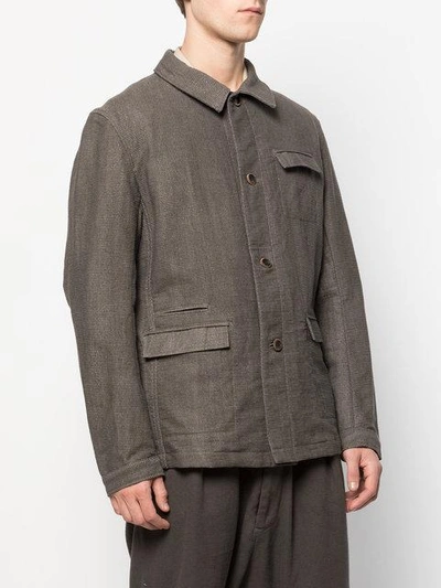 Shop Individual Sentiments Military Style Woven Jacket In Grey