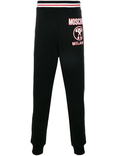 Shop Moschino Question Mark Logo Joggers In Black