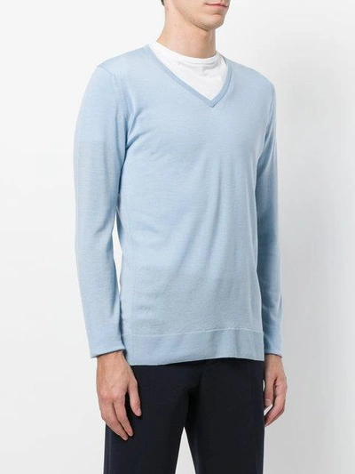 Shop John Smedley Long-sleeve V-neck Sweater - Blue