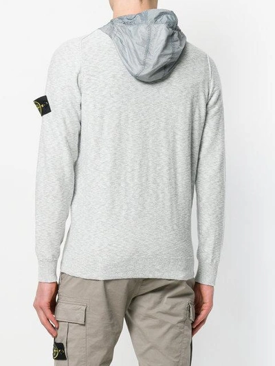 Shop Stone Island Zipped Hooded Sweatshirt