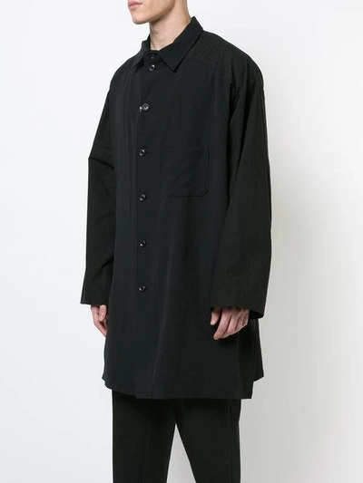 Shop Yohji Yamamoto Single Breasted Coat - Black