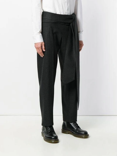 Shop Chalayan Greek Belted Trousers In Grey