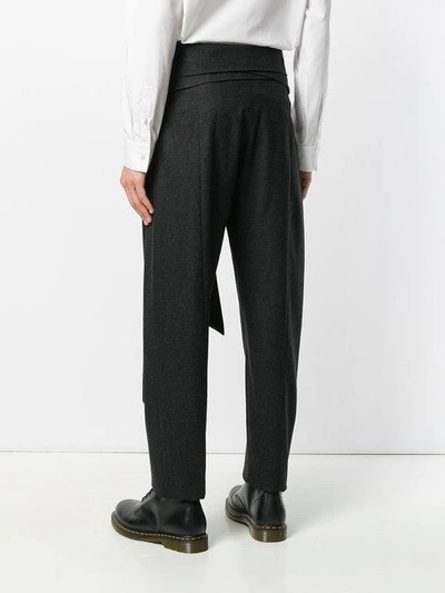 Shop Chalayan Greek Belted Trousers In Grey