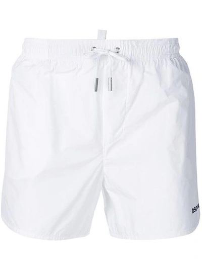 Shop Dsquared2 Drawstring Fitted Swim Shorts In White