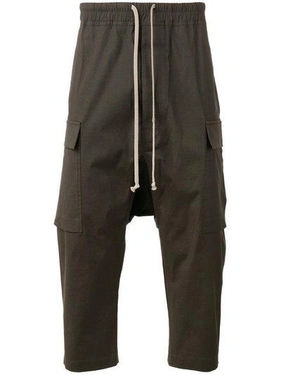 Shop Rick Owens Drop-crotch Cropped Trousers - Grey
