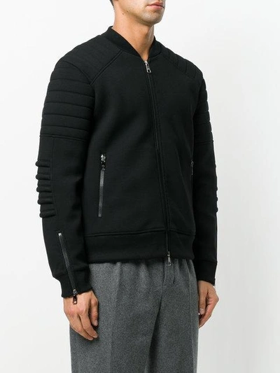 Shop Neil Barrett Ribbed Sleeve Bomber Jacket In Black