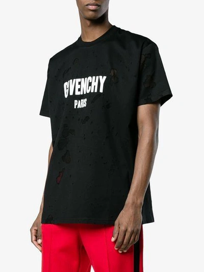 Givenchy Columbian Destroyed Logo Cotton Tee In Black | ModeSens