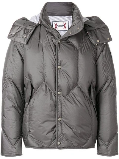 Shop Moncler Hooded Down Jacket - Grey