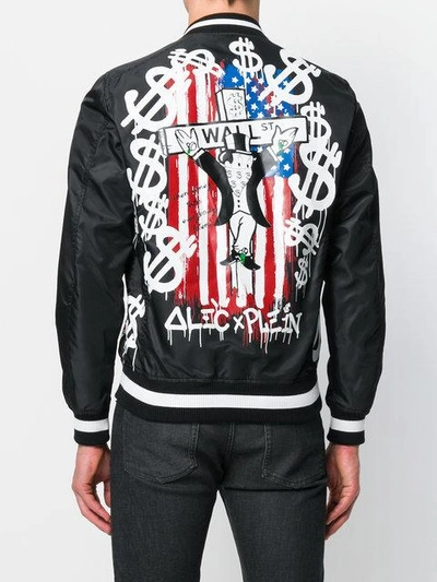 Shop Philipp Plein Dollar Sign Bomber Jacker In Black