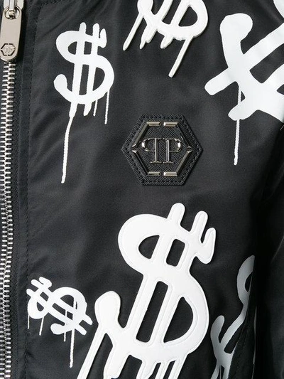 Shop Philipp Plein Dollar Sign Bomber Jacker In Black
