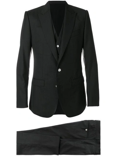 Shop Dolce & Gabbana Three Piece Formal Suit In Black