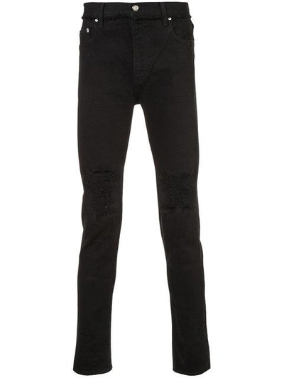 Christian Dada Distressed Slim-fit Jeans In Black