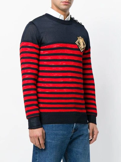 Shop Balmain Striped Button Sweater