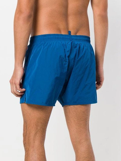 Shop Dsquared2 Logo Printed Swim Shorts In Blue