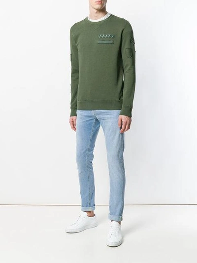 Shop Dondup Military Insignia Embroidered Sweater In Green
