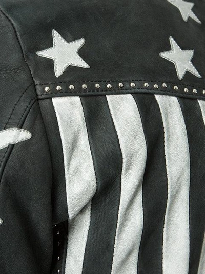 American flag print leather jacket