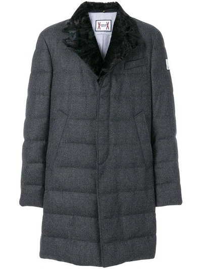 Shop Moncler Fox Fur Collar Padded Trench Coat In 955