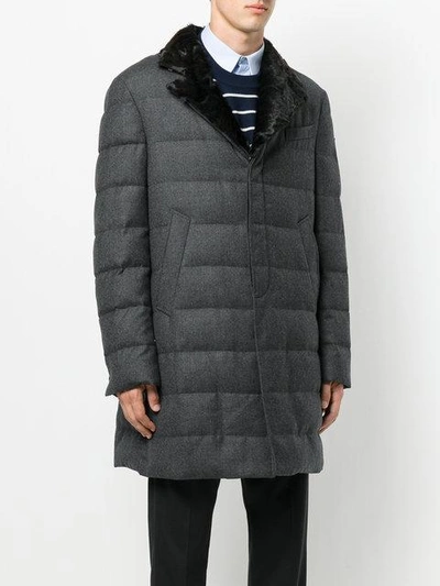 Shop Moncler Fox Fur Collar Padded Trench Coat In 955